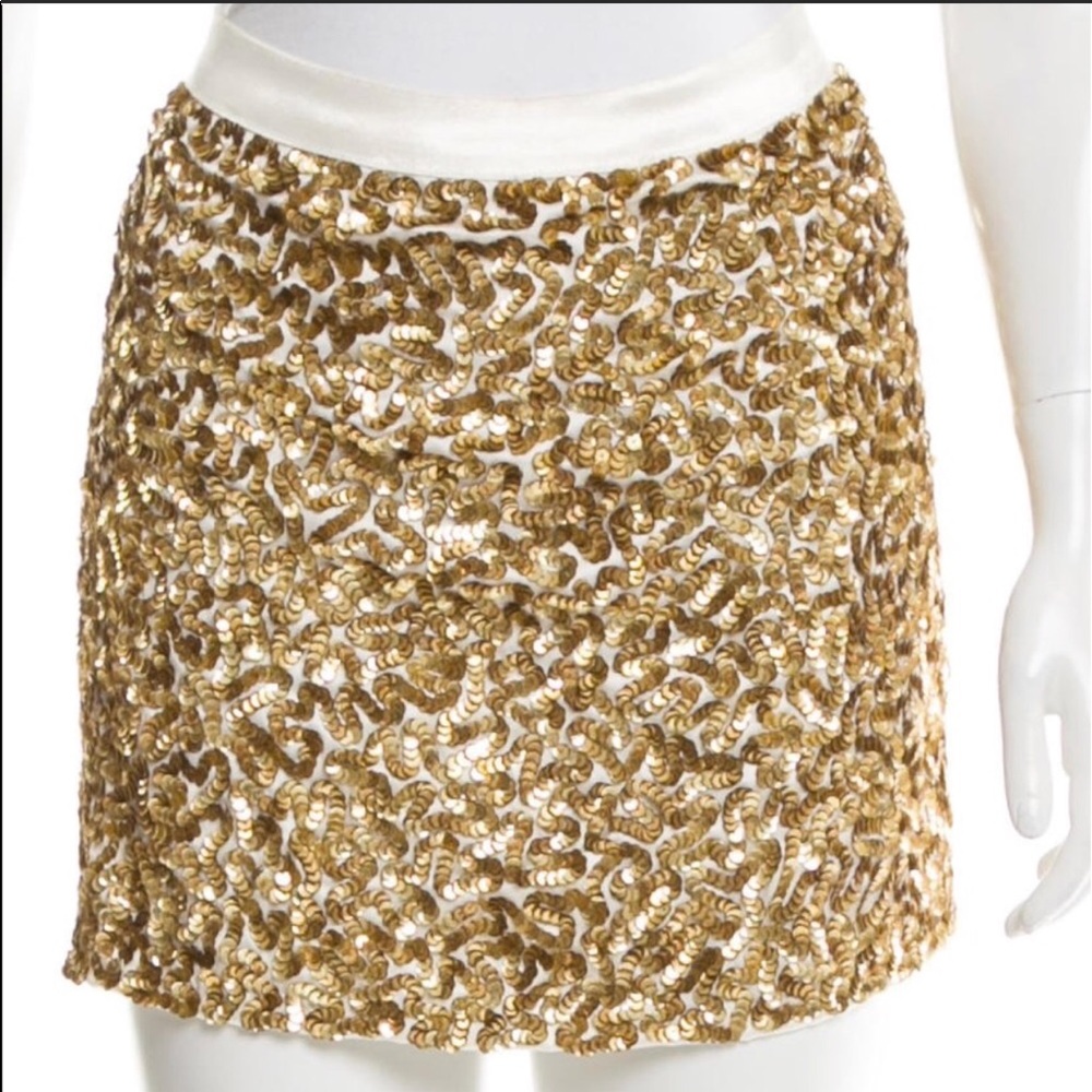Alice + Olivia gold sequin skirt